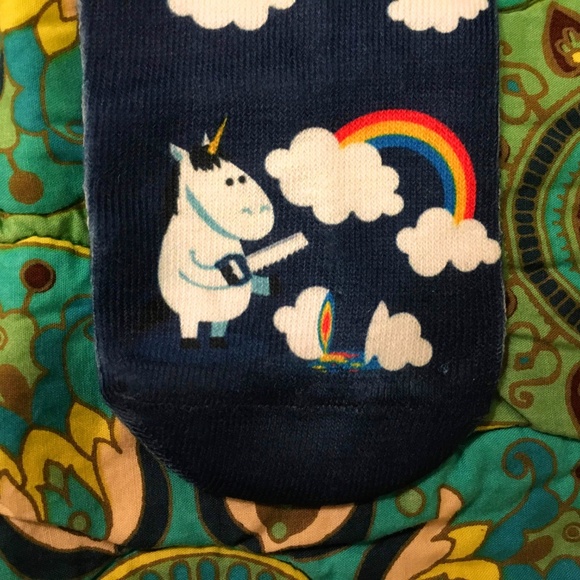 UNICORN🦄 RAINBOW🌈 Festival White Ankle Socks S/M - Picture 2 of 2